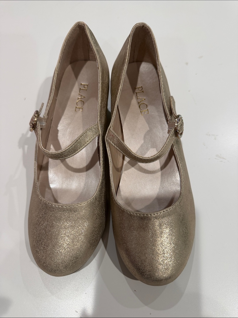 Gilrs Metallic Gold Mary Jane Flats with Buckle